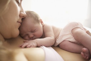 Caucasian, infant, mother, embrace, indoors, group, smile, sleep, hospital